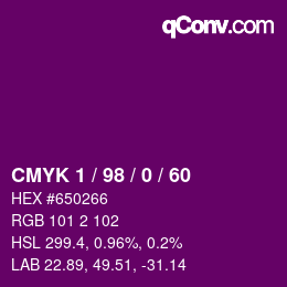 カラーコード: CMYK 1 / 98 / 0 / 60 | qconv.com
