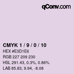 カラーコード: CMYK 1 / 9 / 0 / 10 | qconv.com