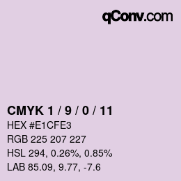 カラーコード: CMYK 1 / 9 / 0 / 11 | qconv.com