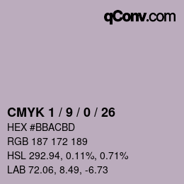 颜色代码: CMYK 1 / 9 / 0 / 26 | qconv.com