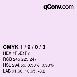 カラーコード: CMYK 1 / 9 / 0 / 3 | qconv.com