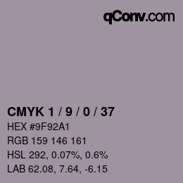 カラーコード: CMYK 1 / 9 / 0 / 37 | qconv.com