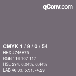 カラーコード: CMYK 1 / 9 / 0 / 54 | qconv.com