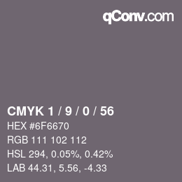颜色代码: CMYK 1 / 9 / 0 / 56 | qconv.com