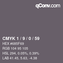 カラーコード: CMYK 1 / 9 / 0 / 59 | qconv.com