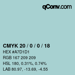 Color code: CMYK 20 / 0 / 0 / 18 | qconv.com