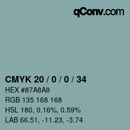 Color code: CMYK 20 / 0 / 0 / 34 | qconv.com