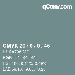 颜色代码: CMYK 20 / 0 / 0 / 45 | qconv.com