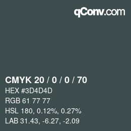 Farbcode: CMYK 20 / 0 / 0 / 70 | qconv.com