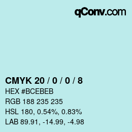 カラーコード: CMYK 20 / 0 / 0 / 8 | qconv.com