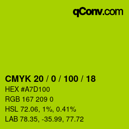 Color code: CMYK 20 / 0 / 100 / 18 | qconv.com
