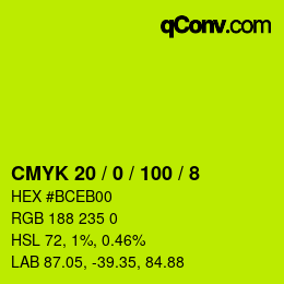 Color code: CMYK 20 / 0 / 100 / 8 | qconv.com