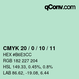 Color code: CMYK 20 / 0 / 10 / 11 | qconv.com