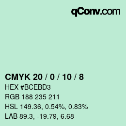 颜色代码: CMYK 20 / 0 / 10 / 8 | qconv.com