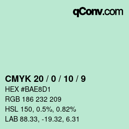 颜色代码: CMYK 20 / 0 / 10 / 9 | qconv.com