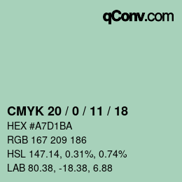 颜色代码: CMYK 20 / 0 / 11 / 18 | qconv.com
