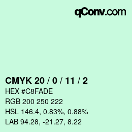 Farbcode: CMYK 20 / 0 / 11 / 2 | qconv.com