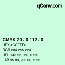 カラーコード: CMYK 20 / 0 / 12 / 0 | qconv.com
