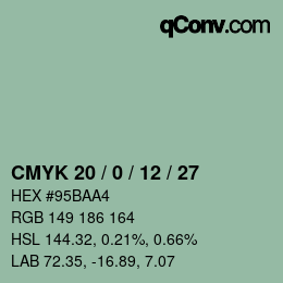 颜色代码: CMYK 20 / 0 / 12 / 27 | qconv.com