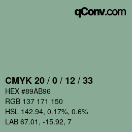 Color code: CMYK 20 / 0 / 12 / 33 | qconv.com