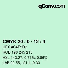 カラーコード: CMYK 20 / 0 / 12 / 4 | qconv.com
