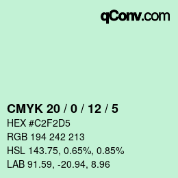 Color code: CMYK 20 / 0 / 12 / 5 | qconv.com
