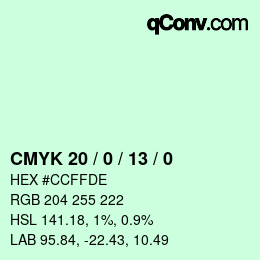 Color code: CMYK 20 / 0 / 13 / 0 | qconv.com