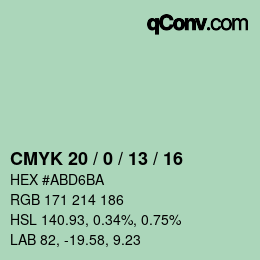 カラーコード: CMYK 20 / 0 / 13 / 16 | qconv.com