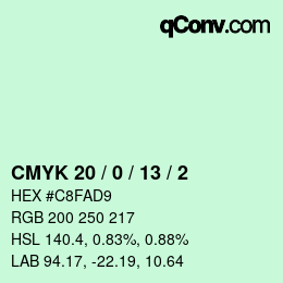 颜色代码: CMYK 20 / 0 / 13 / 2 | qconv.com