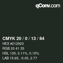 Código de color: CMYK 20 / 0 / 13 / 84 | qconv.com