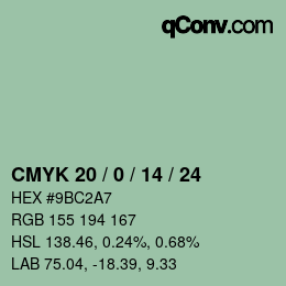 Color code: CMYK 20 / 0 / 14 / 24 | qconv.com