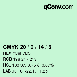 颜色代码: CMYK 20 / 0 / 14 / 3 | qconv.com
