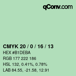Farbcode: CMYK 20 / 0 / 16 / 13 | qconv.com