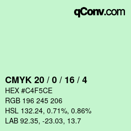 Color code: CMYK 20 / 0 / 16 / 4 | qconv.com