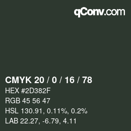 Color code: CMYK 20 / 0 / 16 / 78 | qconv.com