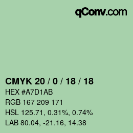 颜色代码: CMYK 20 / 0 / 18 / 18 | qconv.com