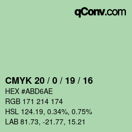 颜色代码: CMYK 20 / 0 / 19 / 16 | qconv.com