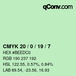 Color code: CMYK 20 / 0 / 19 / 7 | qconv.com