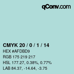 颜色代码: CMYK 20 / 0 / 1 / 14 | qconv.com