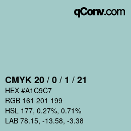 カラーコード: CMYK 20 / 0 / 1 / 21 | qconv.com
