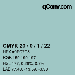 Color code: CMYK 20 / 0 / 1 / 22 | qconv.com