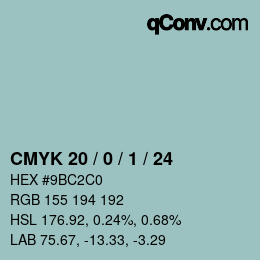 カラーコード: CMYK 20 / 0 / 1 / 24 | qconv.com