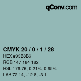 Color code: CMYK 20 / 0 / 1 / 28 | qconv.com