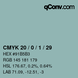 Color code: CMYK 20 / 0 / 1 / 29 | qconv.com