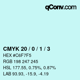 Color code: CMYK 20 / 0 / 1 / 3 | qconv.com