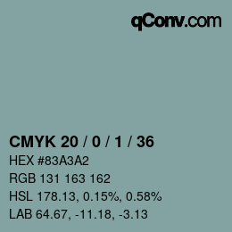 Color code: CMYK 20 / 0 / 1 / 36 | qconv.com