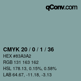 Color code: CMYK 20 / 0 / 1 / 36 | qconv.com