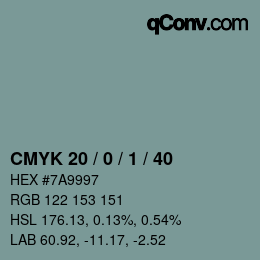 Color code: CMYK 20 / 0 / 1 / 40 | qconv.com