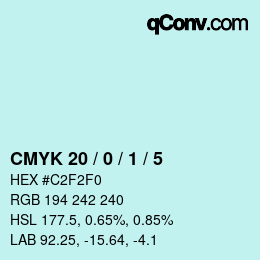 颜色代码: CMYK 20 / 0 / 1 / 5 | qconv.com