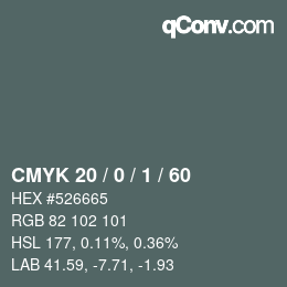 Color code: CMYK 20 / 0 / 1 / 60 | qconv.com